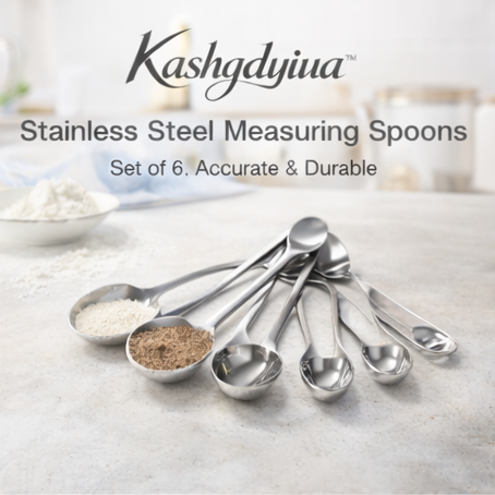 Kashgdyiua™ Stainless Steel Measuring Spoons – 6-Piece Set